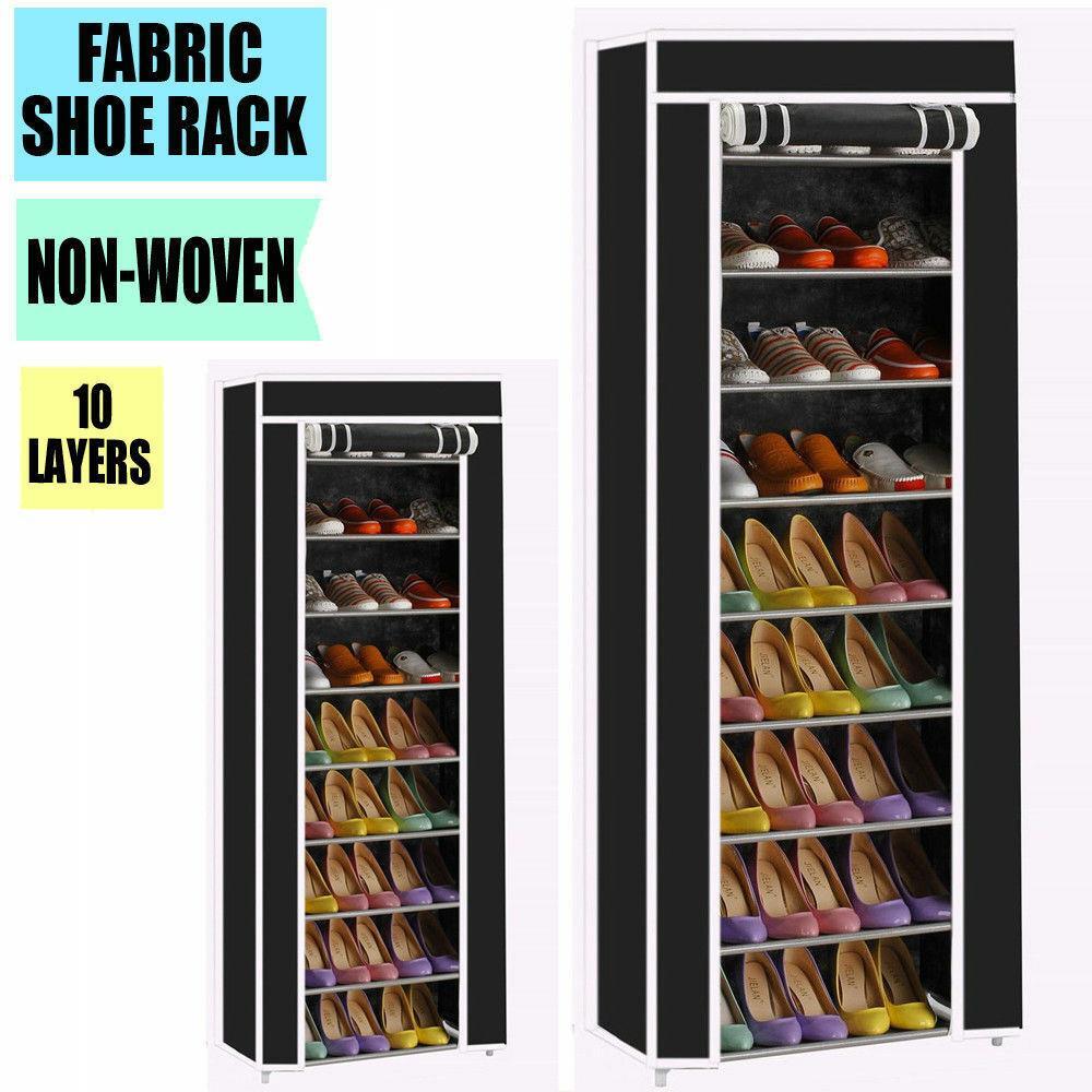 Portable 9 Tier Shoe Rack Shelf Storage Closet Organizer Cabinet with Cover gallery