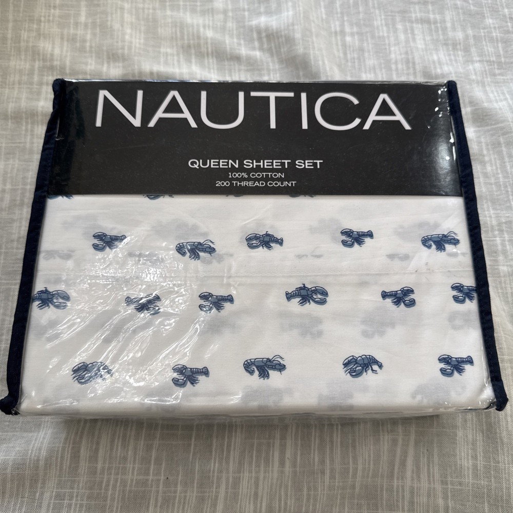 Nautica - Queen Sheets, Cotton Percale Bedding Set, Crisp & Cool, Coastal Hom...