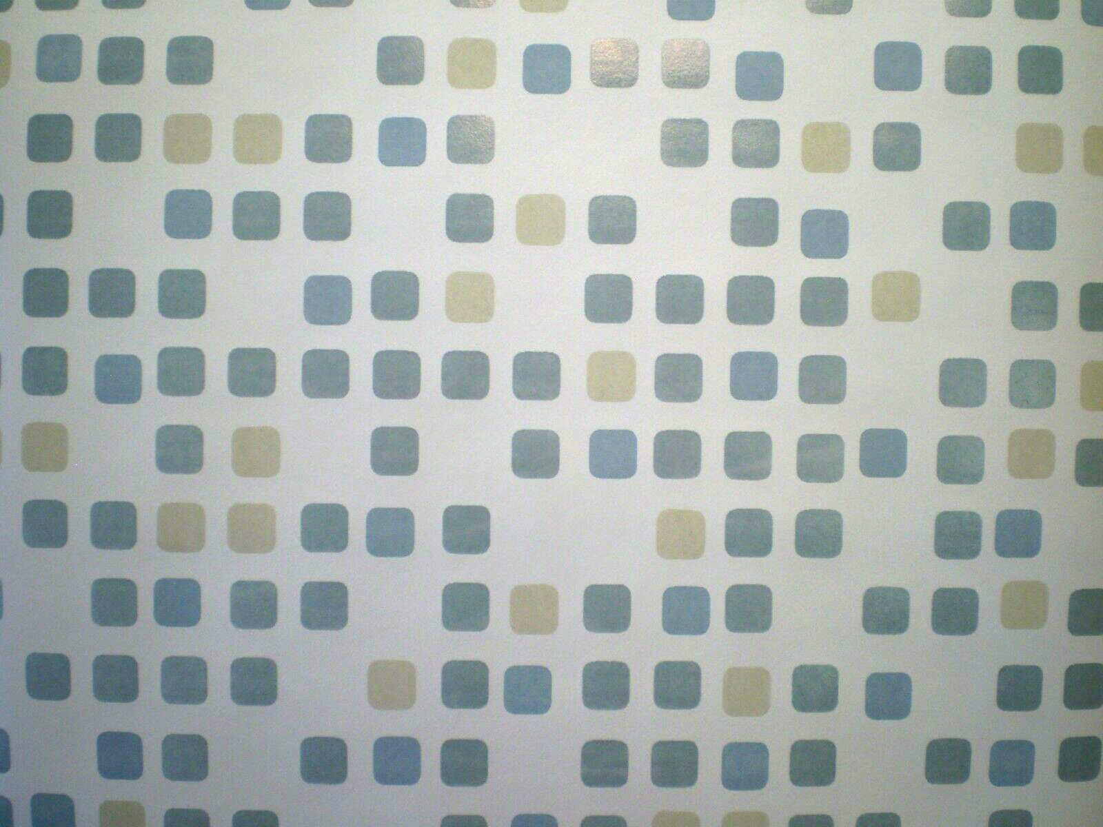 Metallic Blue & Beige Squares on White Background by Brewster FD62167 gallery