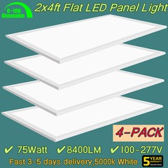 2X4 LED Flat Panel Light 75W Drop Ceiling Light Recessed Back-Lit Panel-Dimmable