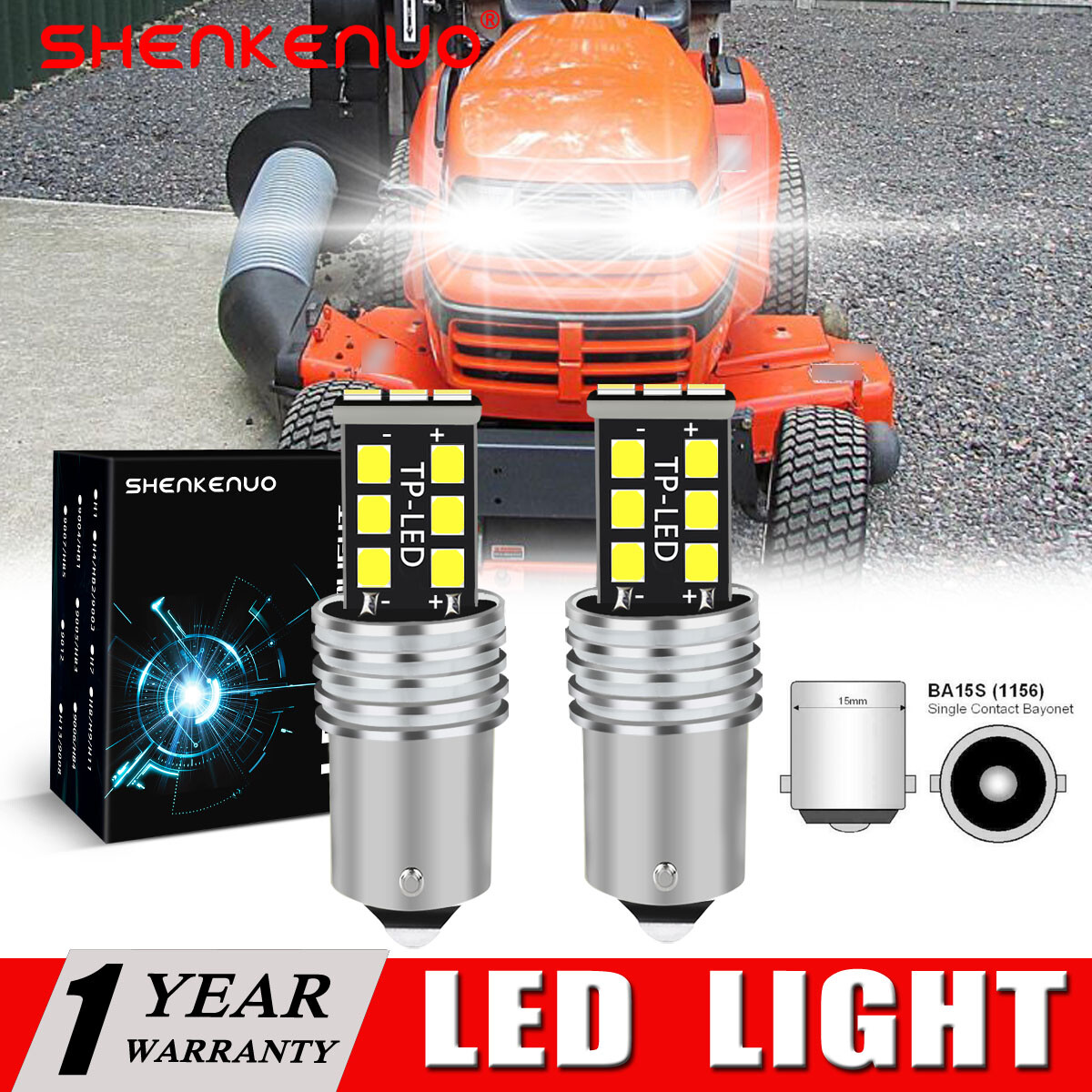 2 6000K LED light bulbs for Kubota G2160 G2460 T1460 T1560 T2090 headlights 12v gallery