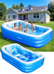 2026 Large Inflatable Pool with Big Backrest&Seat,Oversized Thickened Blow Up…