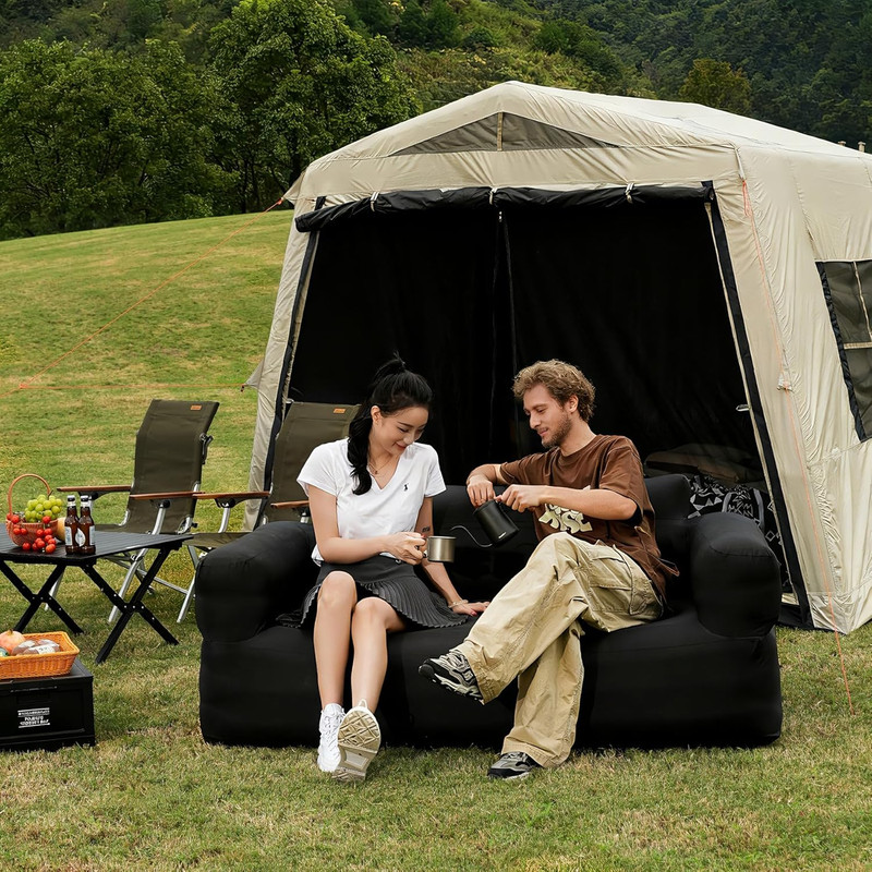 Inflatable Couch for Camping with Built in Pump Portable Blow up Sofa with Punct gallery