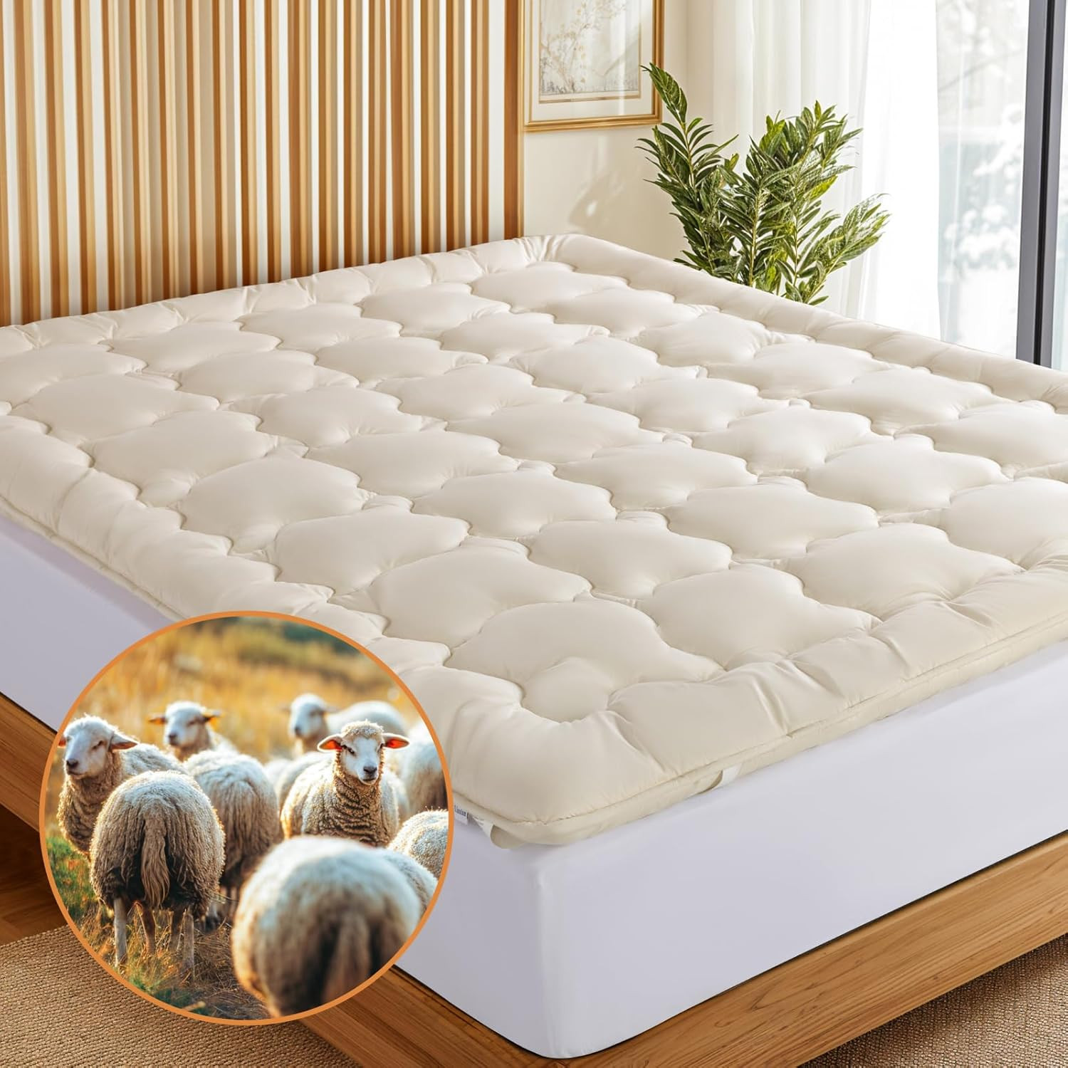 Queen Organic Wool Mattress Topper Australian Merino 1500GSM Pillow Top gallery