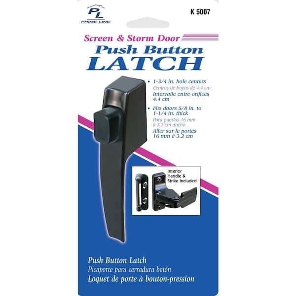 Push Button Screen Storm Door Latch Handle Set Night Lock Lever Metal Door Black gallery