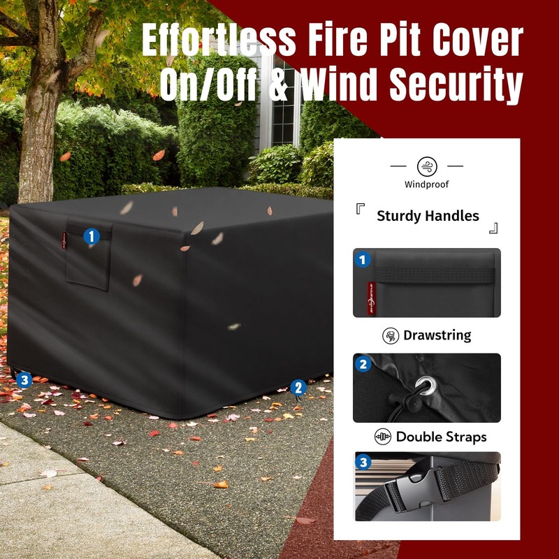 48" Fire Pit Cover Rectangular Waterproof Heavy Duty Outdoor 48×28×24Inch 420D gallery