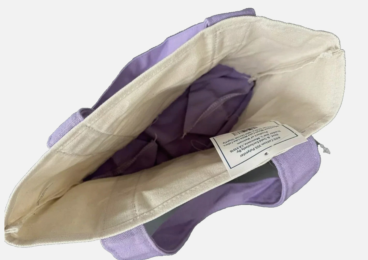 Trader Joe's Mini Pastel Canvas Tote Bag Lavender Purple 79986(T7) gallery