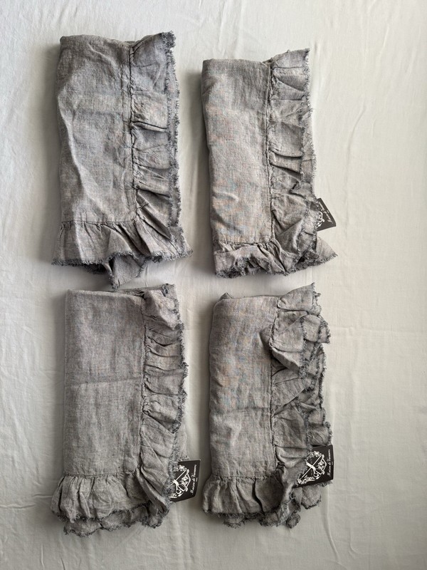 Maison de Vacances 4-Pack Boho Washed Linen Euro Pillow Cases Grey 65x65cm NWT gallery