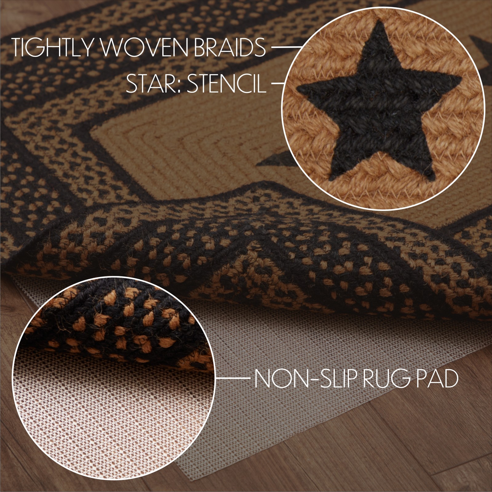 Accent Rug Farmhouse Jute Primitive 27x48 Stars Rect No Slip Floor VHC Brands gallery
