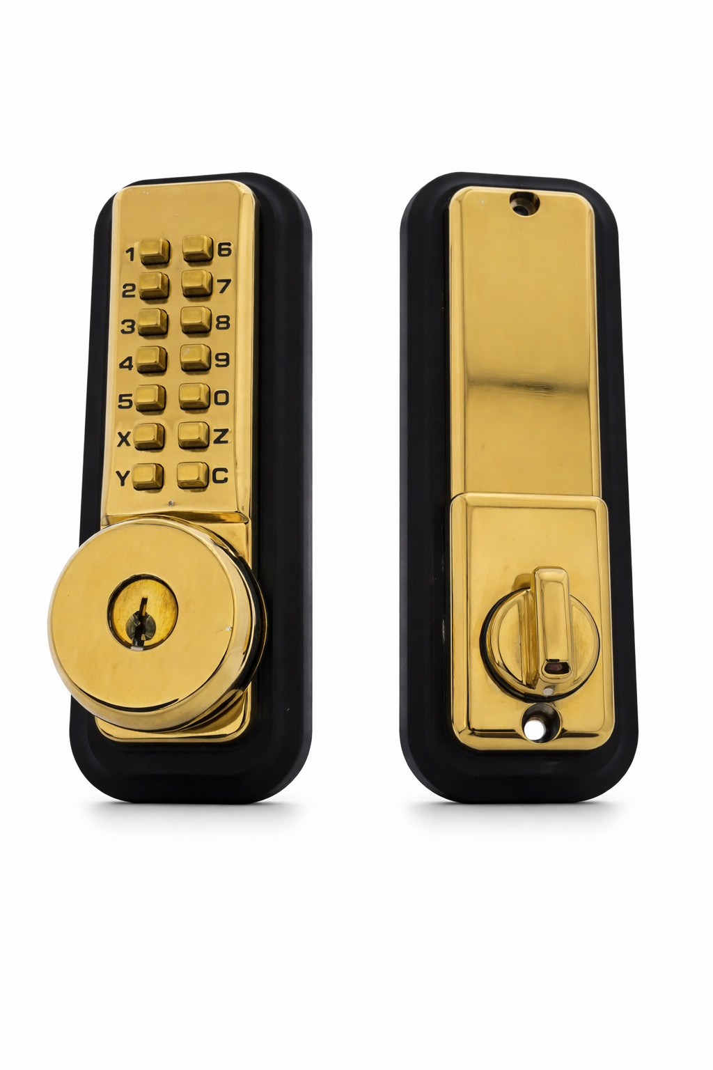 All Weather Mechanical Keyless Deadbolt Door Lock - Bright Brass gallery