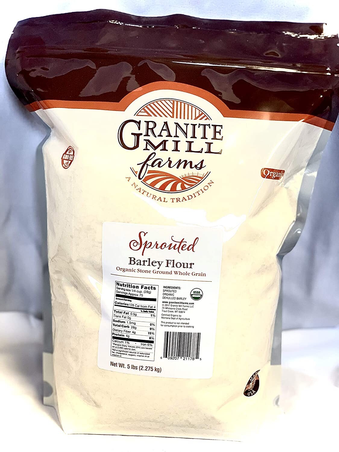 Granite Mill Farms Stone Ground Sprouted Organic Barley Flour, 5 lb gallery