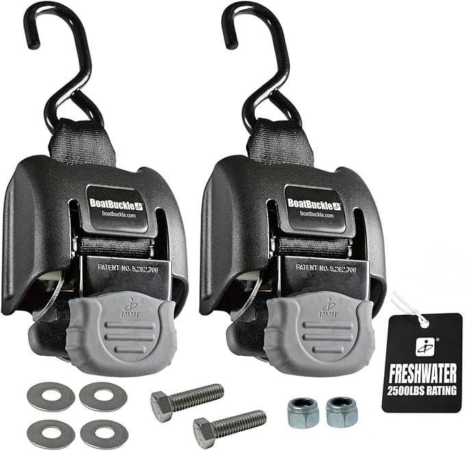 Retractable Boat Tie Down Straps 2 Pack 43 Inch 2500lb Break Strength Ratchet gallery