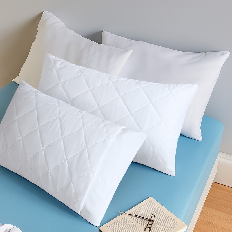 Quilted Waterproof Pillow Protector Pack of 2 Zipped Pillow Protector Cover Soft gallery