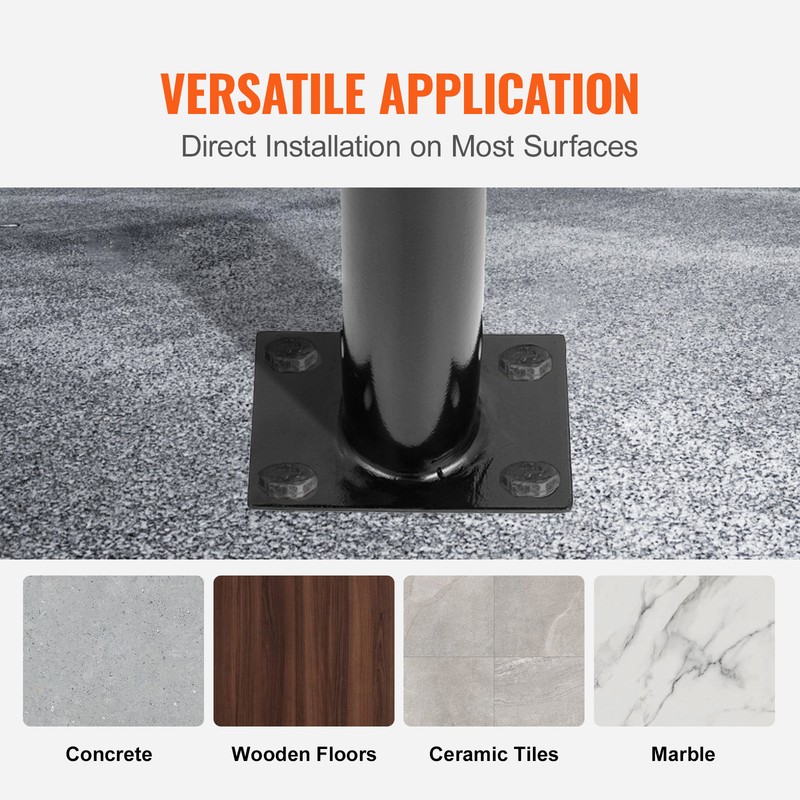 VEVOR 2-Step Handrail Single Post Handrail Round Metal Handrail for Stairs Matte gallery