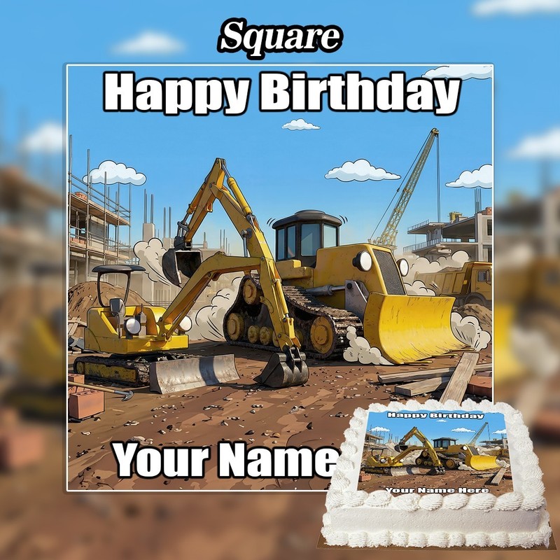 Edible Construction trucks Diggers Cake Topper gallery
