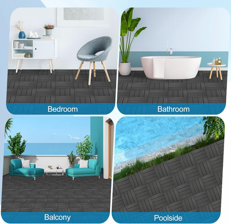 12x12" Plastic Interlocking Composite Decking Floor Deck Tiles For Patio Bacony gallery
