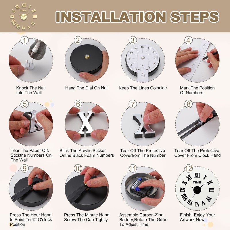 40-50cm Modern Frameless DIY Wall Clock Gold gallery