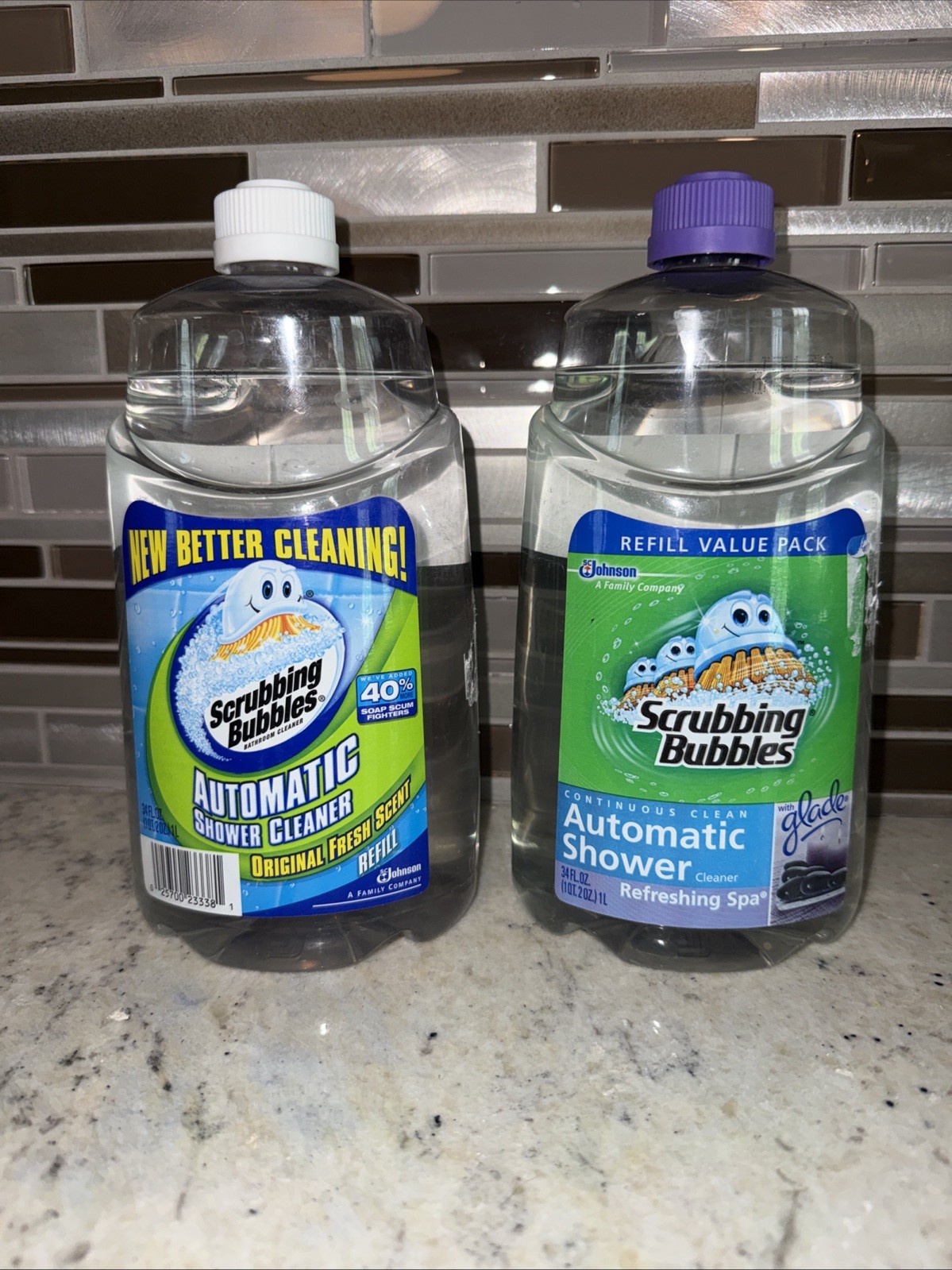 2 Scrubbing Bubbles Automatic Shower Cleaner Refills Original Scent & Spa Lot gallery