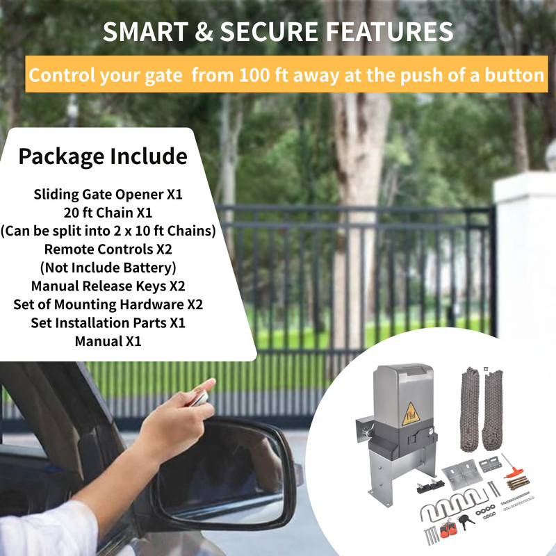 Automatic Sliding Gate Opener Operator Kit Electric with 2 Remotes New 1800lbs gallery