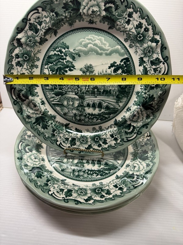 Legend British Heritage Earthenware Dinner Plate Set 4 Belmont Green Toile - New gallery