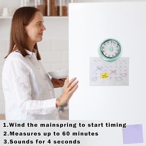 60-Minute Magnetic Visual Timer, Silent Operation and No Battery Needed, Green gallery