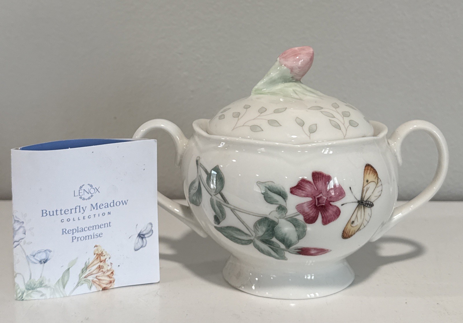 Lenox Butterfly Meadow Covered Sugar Bowl Porcelain Dish W/ Lid B29 gallery
