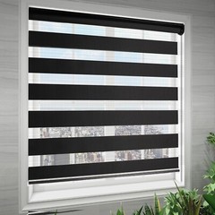 Zebra Blinds for Windows Dual Layer Roller Window Shades 41”x72” Black