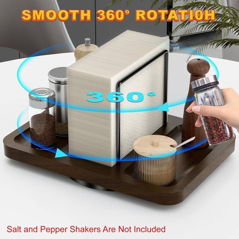 Napkin Holder for Table Rotating Dispenser with Salt Pepper Shakers Caddy gallery
