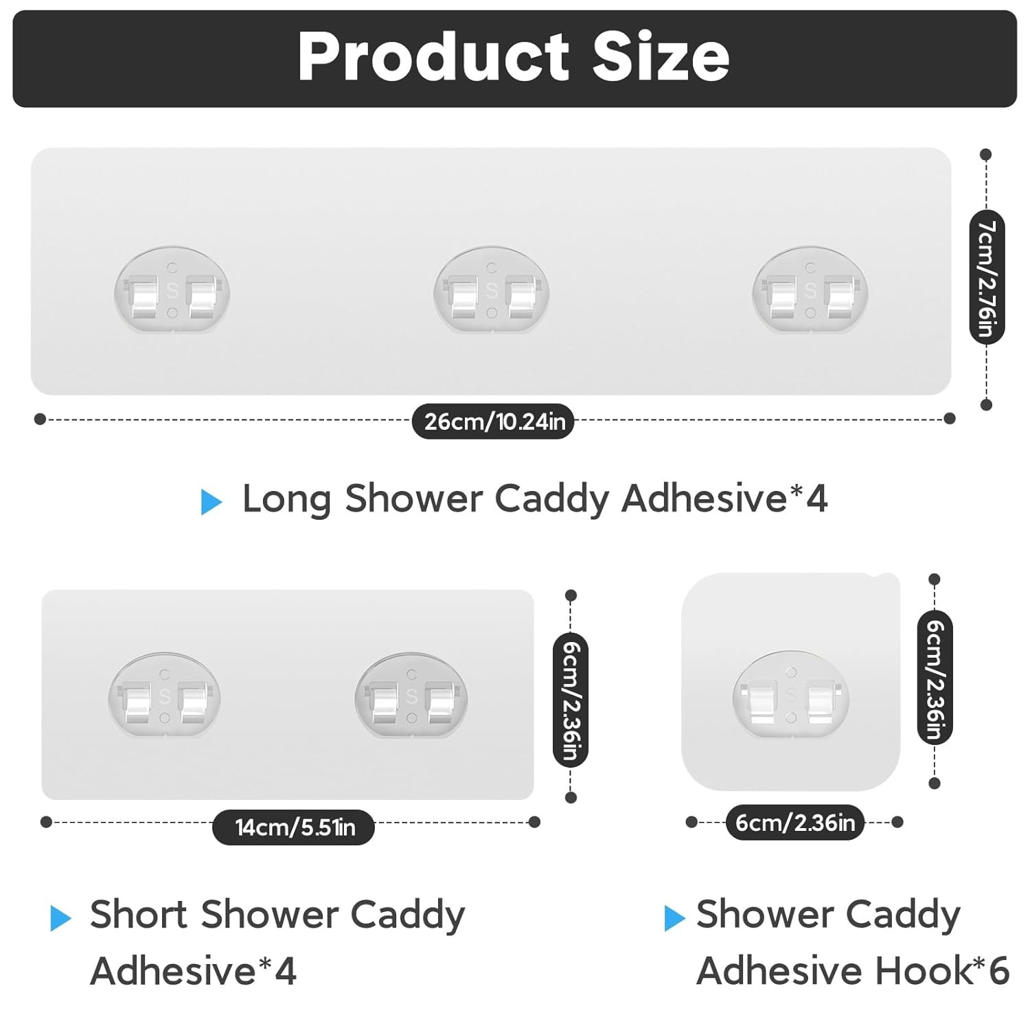 Shower Caddy Adhesive Replacement Hooks Strong Waterproof Shower Hooks Set of 14 gallery