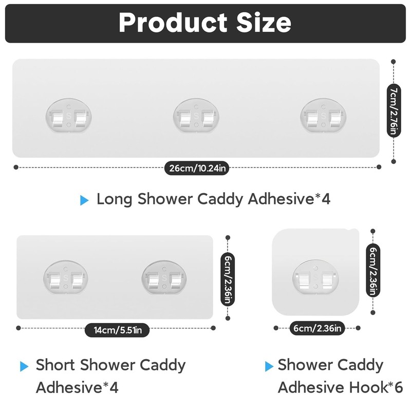 Shower Caddy Adhesive Replacement Hooks Strong Waterproof Shower Hooks Set of 14 gallery