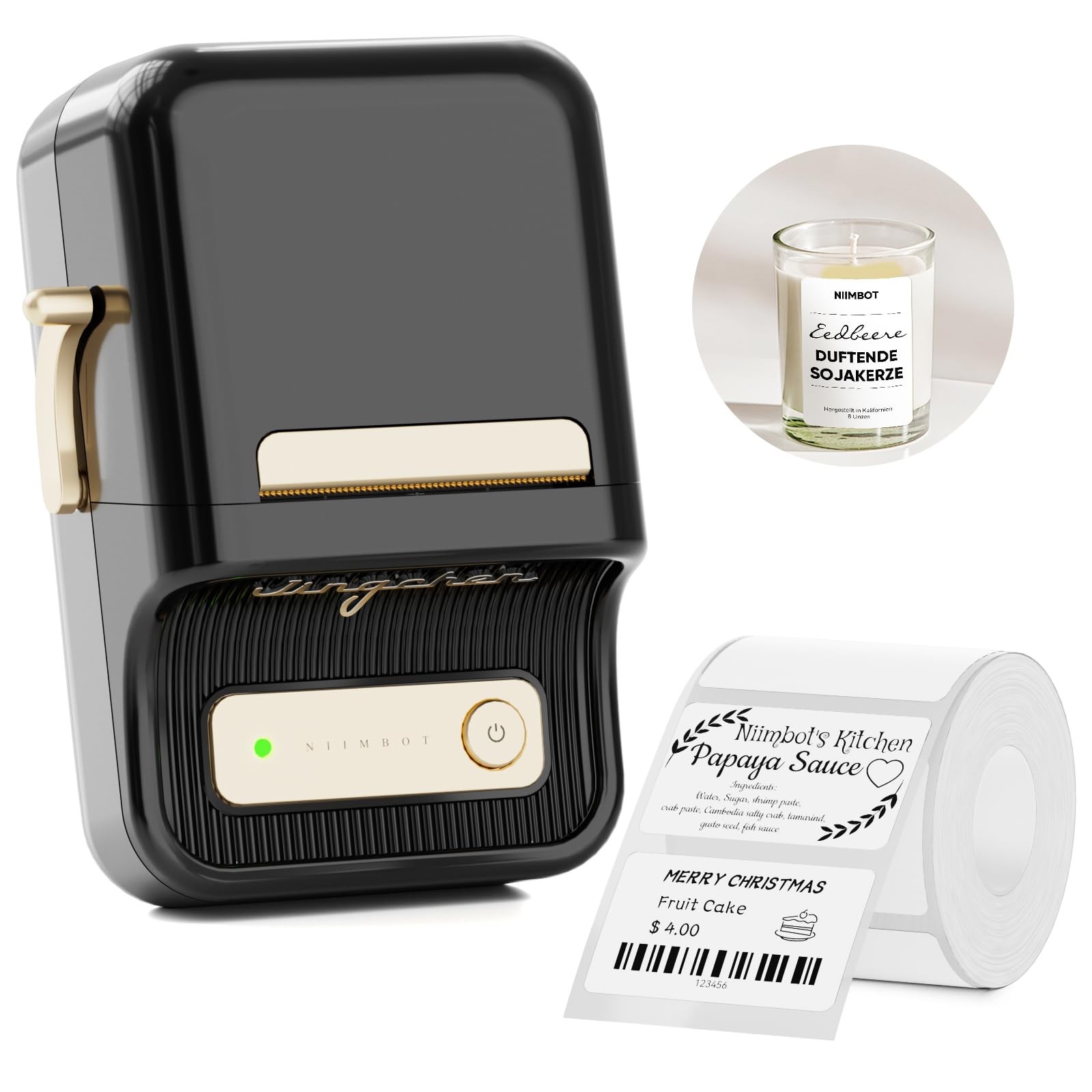 NIIMBOT B21 Thermal Label Maker, Portable Inkless Printer w/ 50 Labels, iOS/Andr gallery
