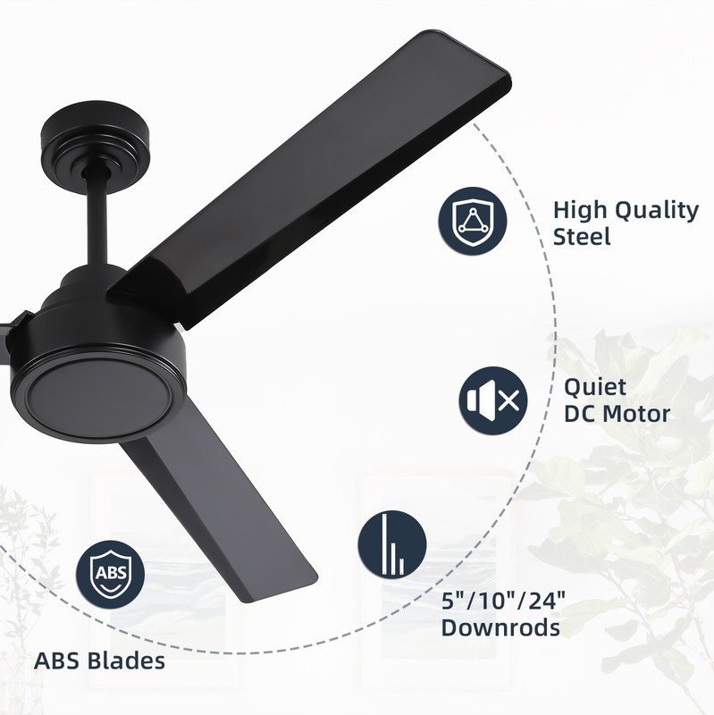 Sofucor Low Profile Ceiling Fan No Light Remote Indoor Outdoor Quiet Ceiling Fan gallery
