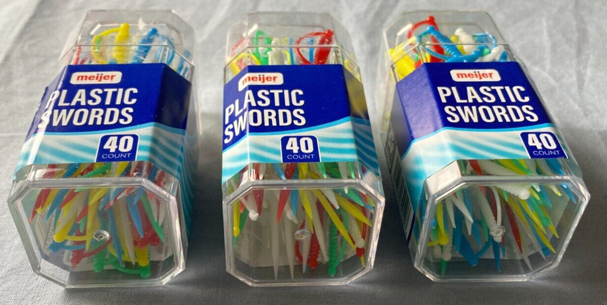 Meijer Plastic Swords Multicolor 40 Count Each Lot of 3 NEW gallery