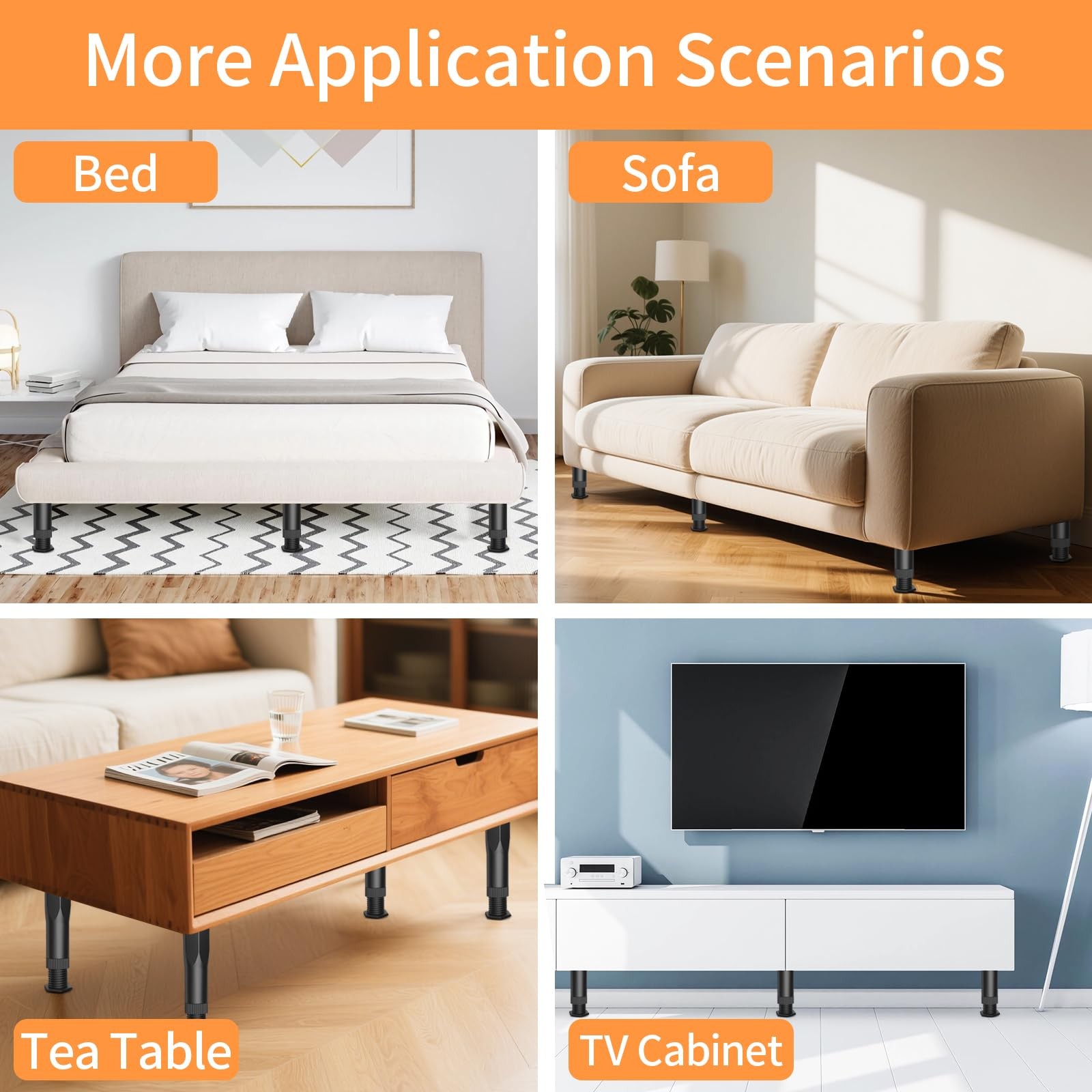 8PCS Adjustable Bed Support Legs Frame Support Legs for King Queen Bed Slats He gallery