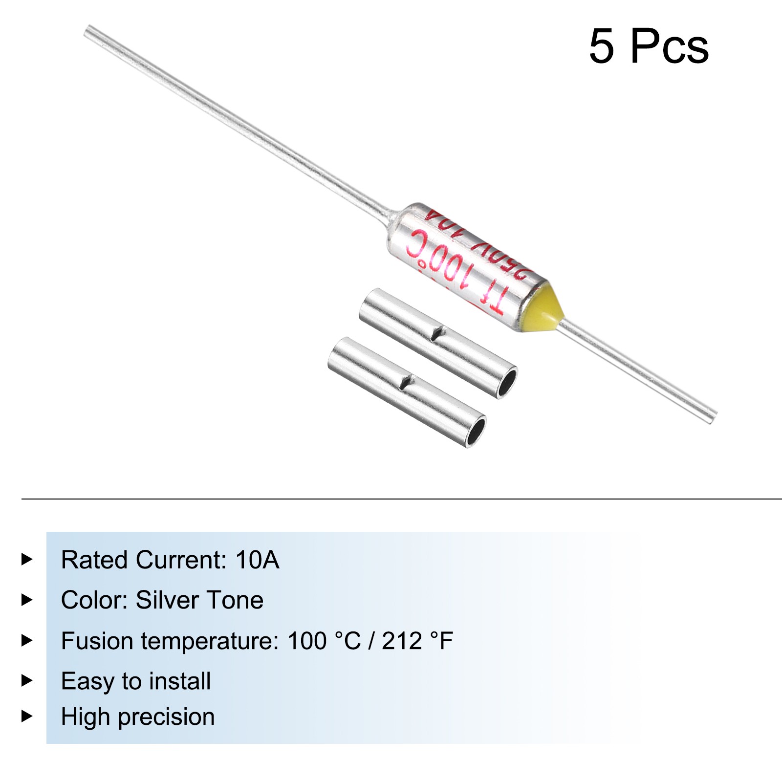 5 Pcs Metal Temperature Thermal Fuse SF100 10A 250V with Terminal Connector gallery