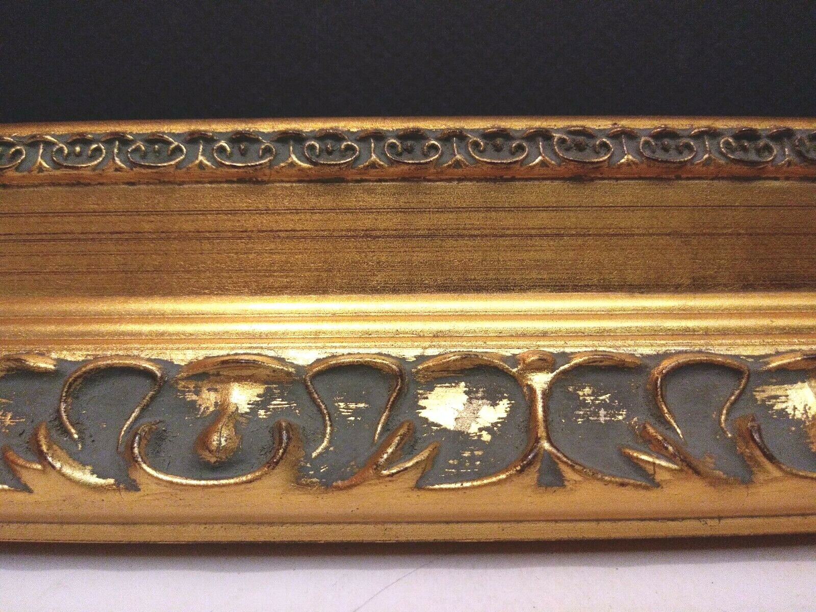 18' CLASSIC PICTURE FRAME MOLDING 3" WIDE ANGLED SCOOP GOLD LEAF ORNATE CARVING gallery
