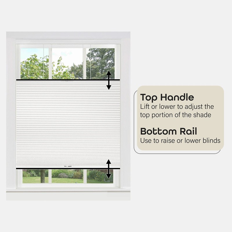 Cordless Cellular Pleated Window Shades - 39 Inch Width 64 Inch Length - White gallery