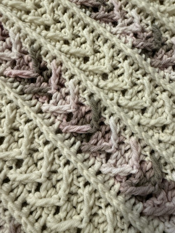 Soft Pink and Cream Wool Blend Knit Blanket - 42x70 Inches Light Bohemian Throw gallery