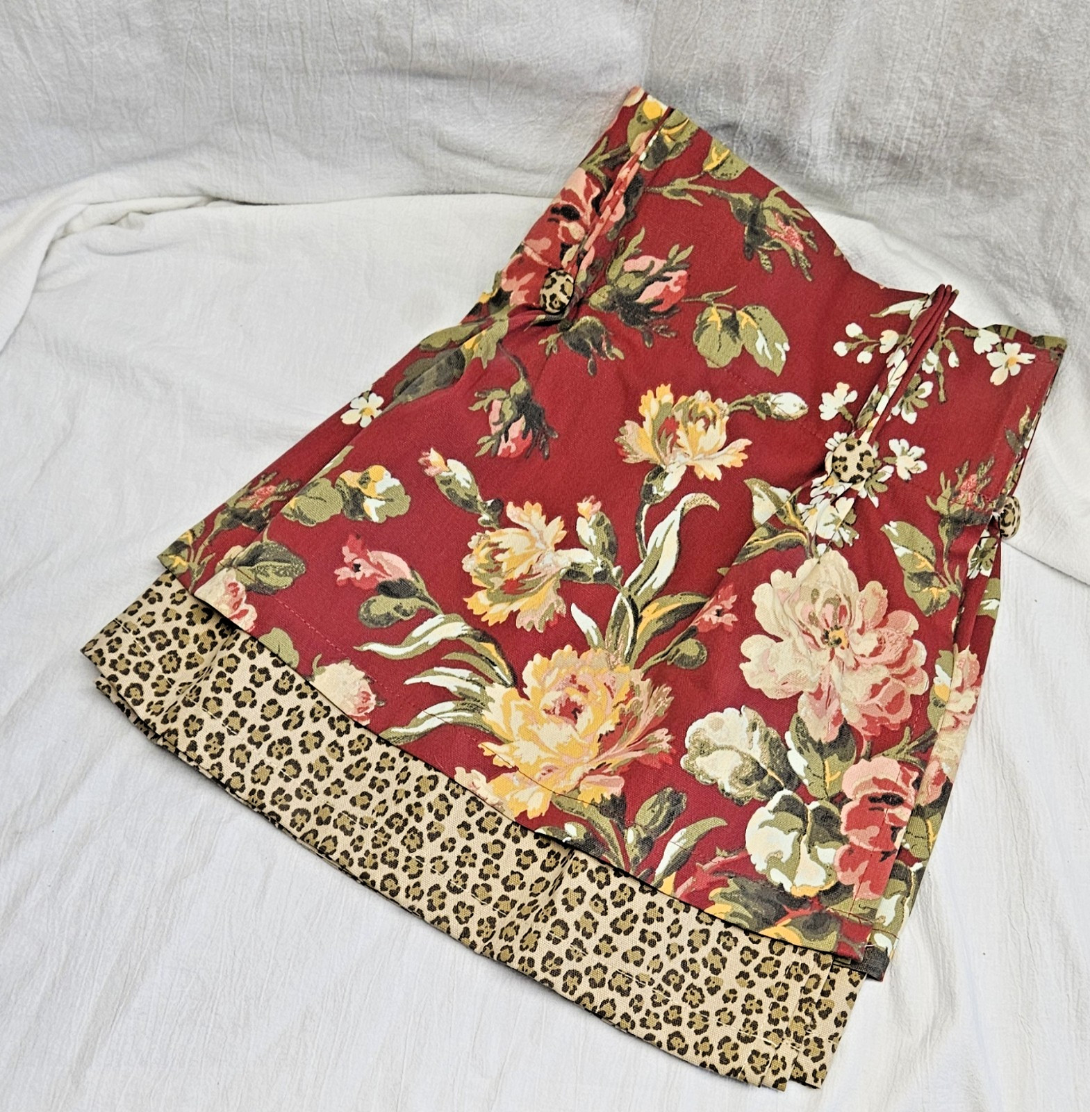 American Living Layered Floral Leopard Valance 48x18 Pinch Pleat Back Tab Cotton gallery