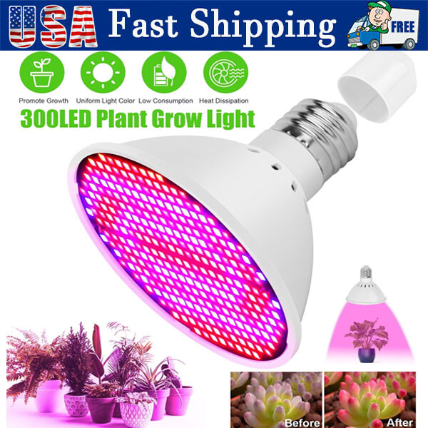 300LED Grow Light Bulb Full Spectrum Light for Indoor Plants Flowers Veg Growing gallery