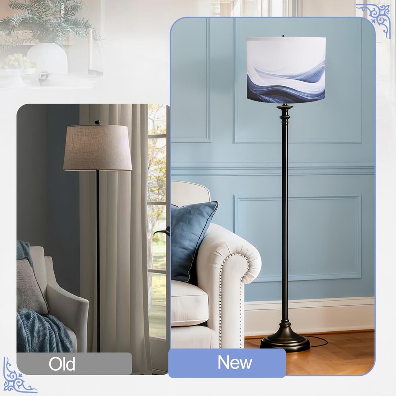2 PCS Blue Waves Ocean Fabric Drum Lamp Shade E26 Base Fits 13x13x10 Inch gallery