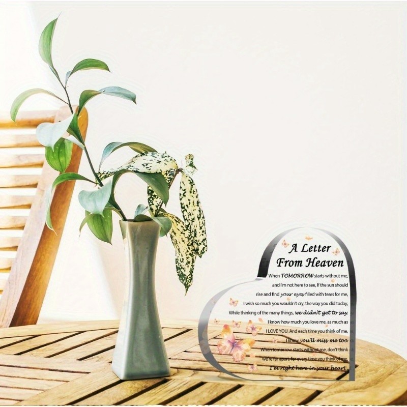 "A Letter From Heaven" Butterfly Acrylic Heart Memorial Plaque Sympathy Gift gallery