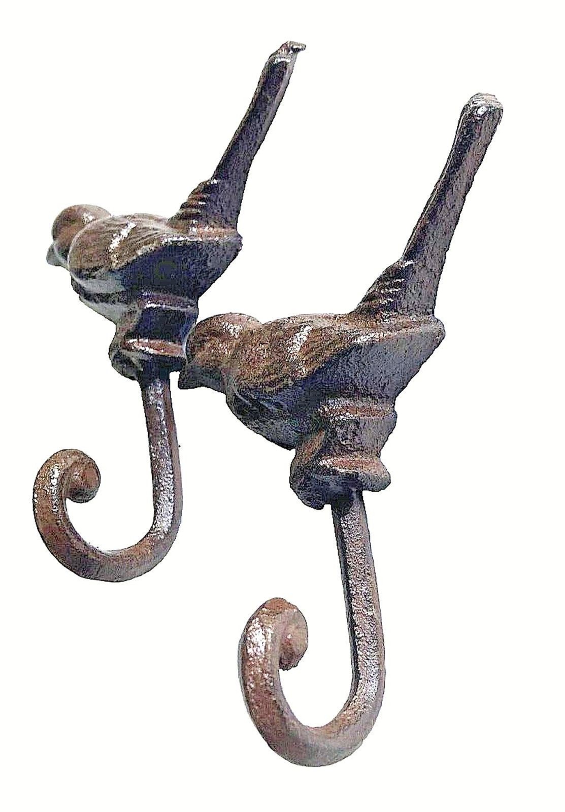 Set of Two Bird Wall Hooks Cast Iron Key Towel Coat Hanger Rustic Antique Style gallery