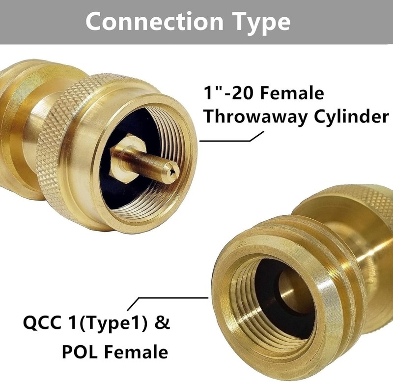 Universal Solid Brass Propane Tank Adapter 20LB to 1LB Converter QCC1 Regulator gallery