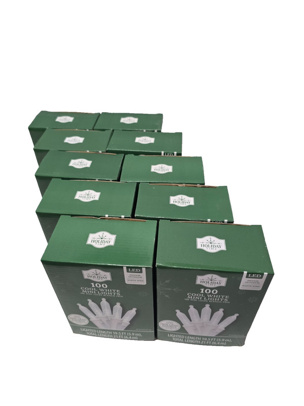Cool White 100 Count LED Mini Christmas Lights White Wire Holiday Time 10 BOXES gallery