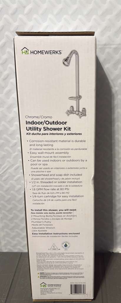 Homewerks 3070-252-CH-B-WS Outdoor Shower Kit with Soap Dish, Rust Resistant gallery