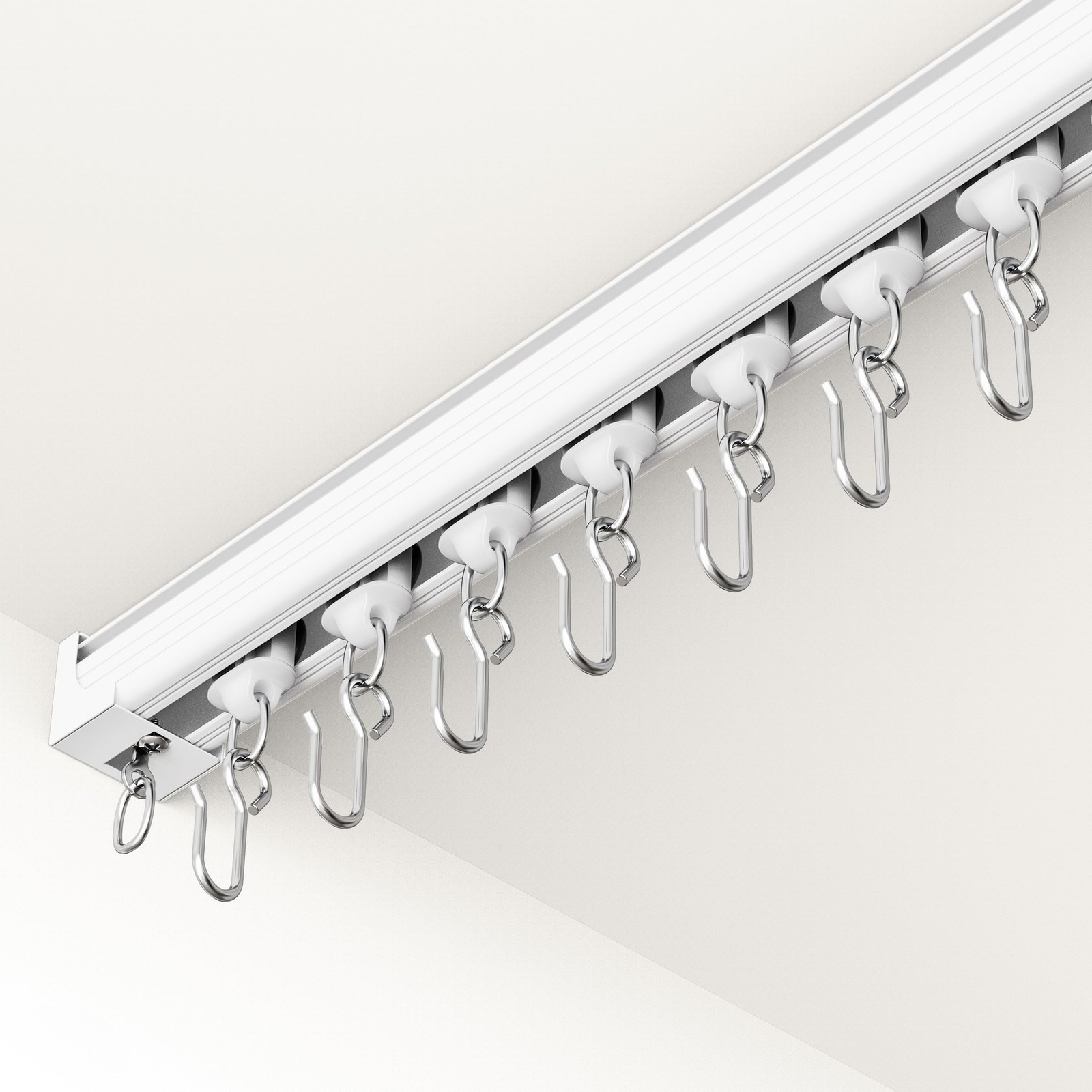Ceiling Curtain Track 6–9 ft White - Heavy Duty Ceiling/Wall Mount Curtain Ra... gallery