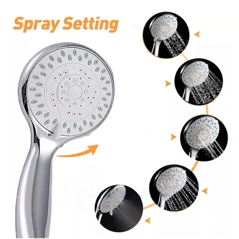 High Pressure Shower Head 5 Settings Handheld Shower Heads Spray With 5 FT Hose gallery