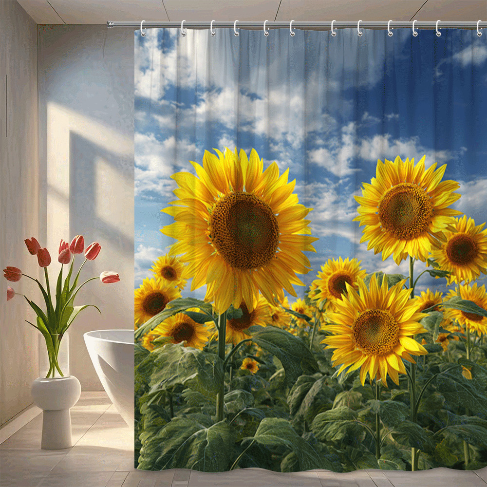1pc Rustic Sunflower Field Floral Summer Nature Bathroom Shower Curtain gallery