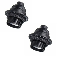 2X Phenolic Keyless Light Socket E26 E27 Base Lamp Replacement Black N839